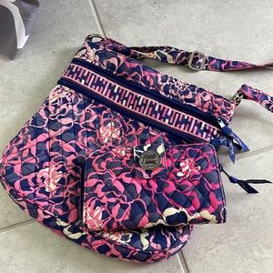 Katalina Pink Retired Vera Bradley Hipster Purse and Turnlock Wallet